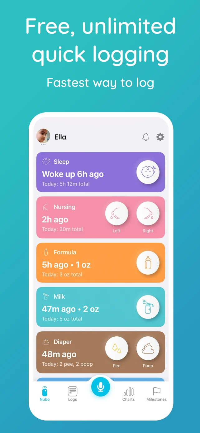 Nubo app one-touch tracking screen