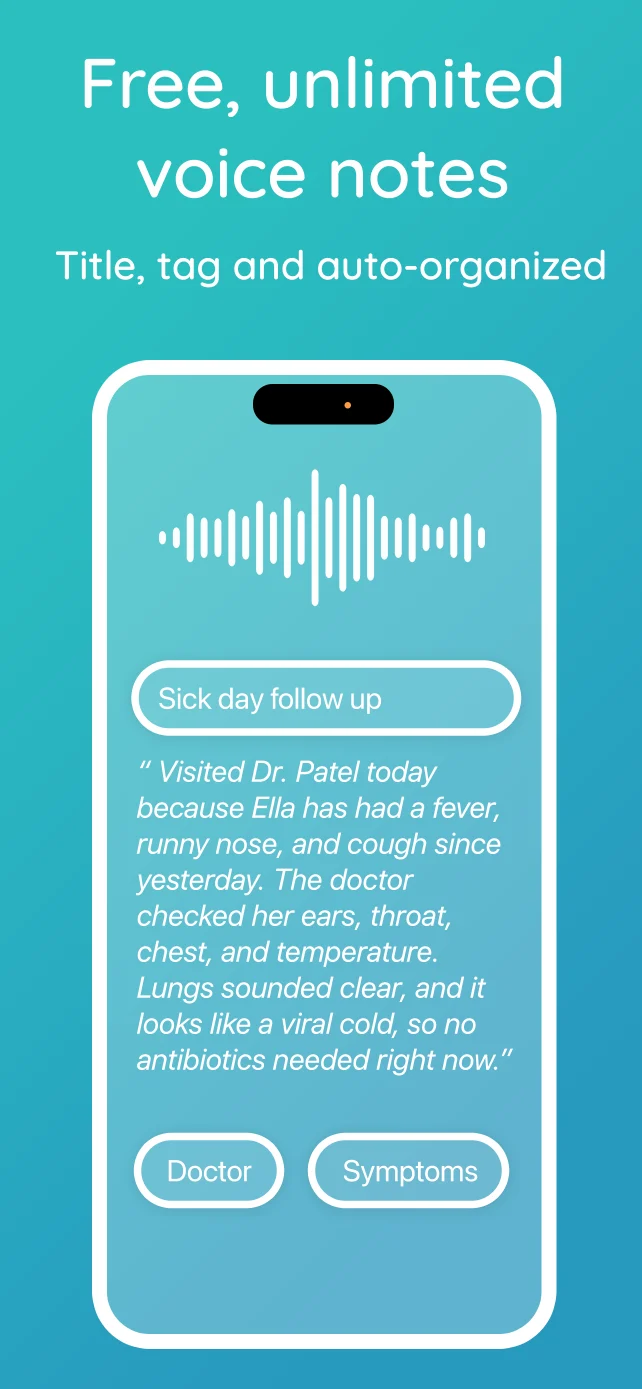 Nubo app screenshot: Voice notes