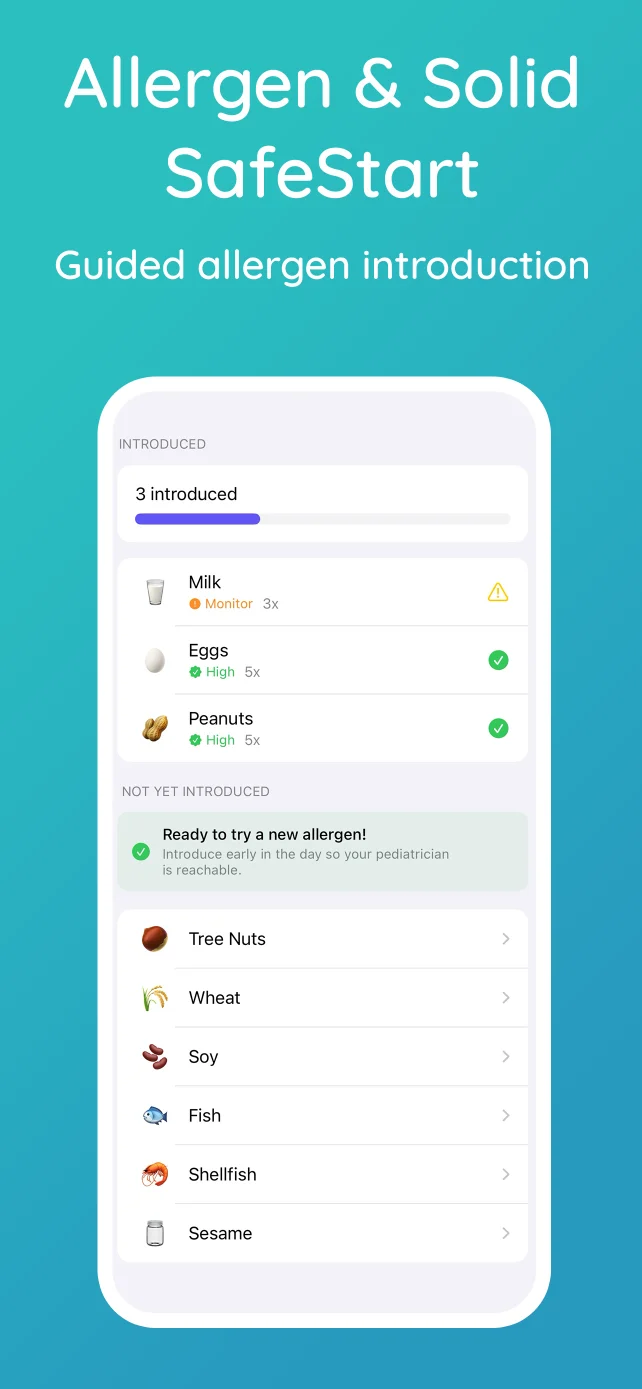 Nubo app screenshot: Allergen SafeStart