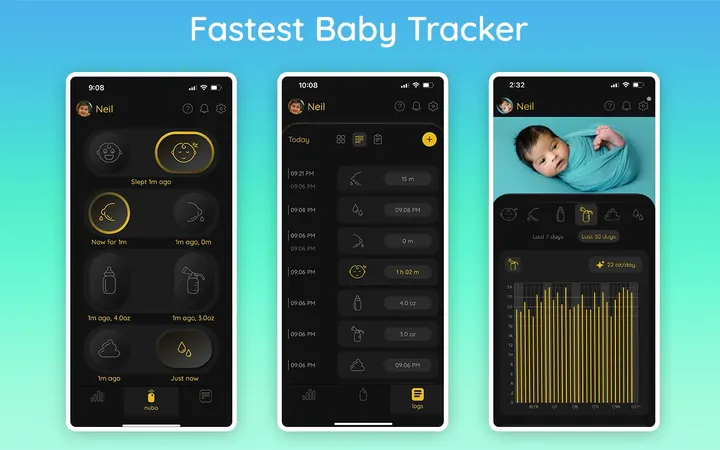 Using Nubo to track baby activities and review in the app
